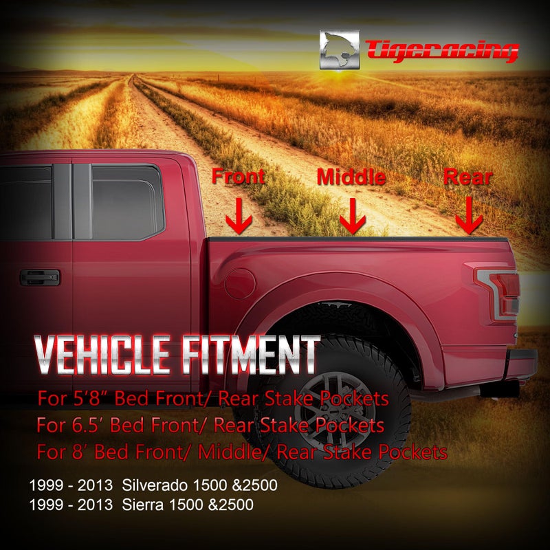 Tigeracing Tie Down Anchors Retractable Truck Bed Top Side D Ring Compatible with 98-12 Ranger / 98-2014 F150 / 98-2016 F250 & F350 Super Duty -Fit Rear Stake Pockets - 3000 LBS Capacity of 4 - Image 2
